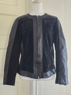 Vintage Liz Claiborne Black Suede and Leather Zip Jacket